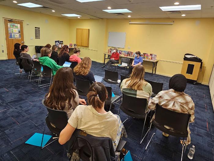 Abington Township children's librarians talk to Penn State Abington students